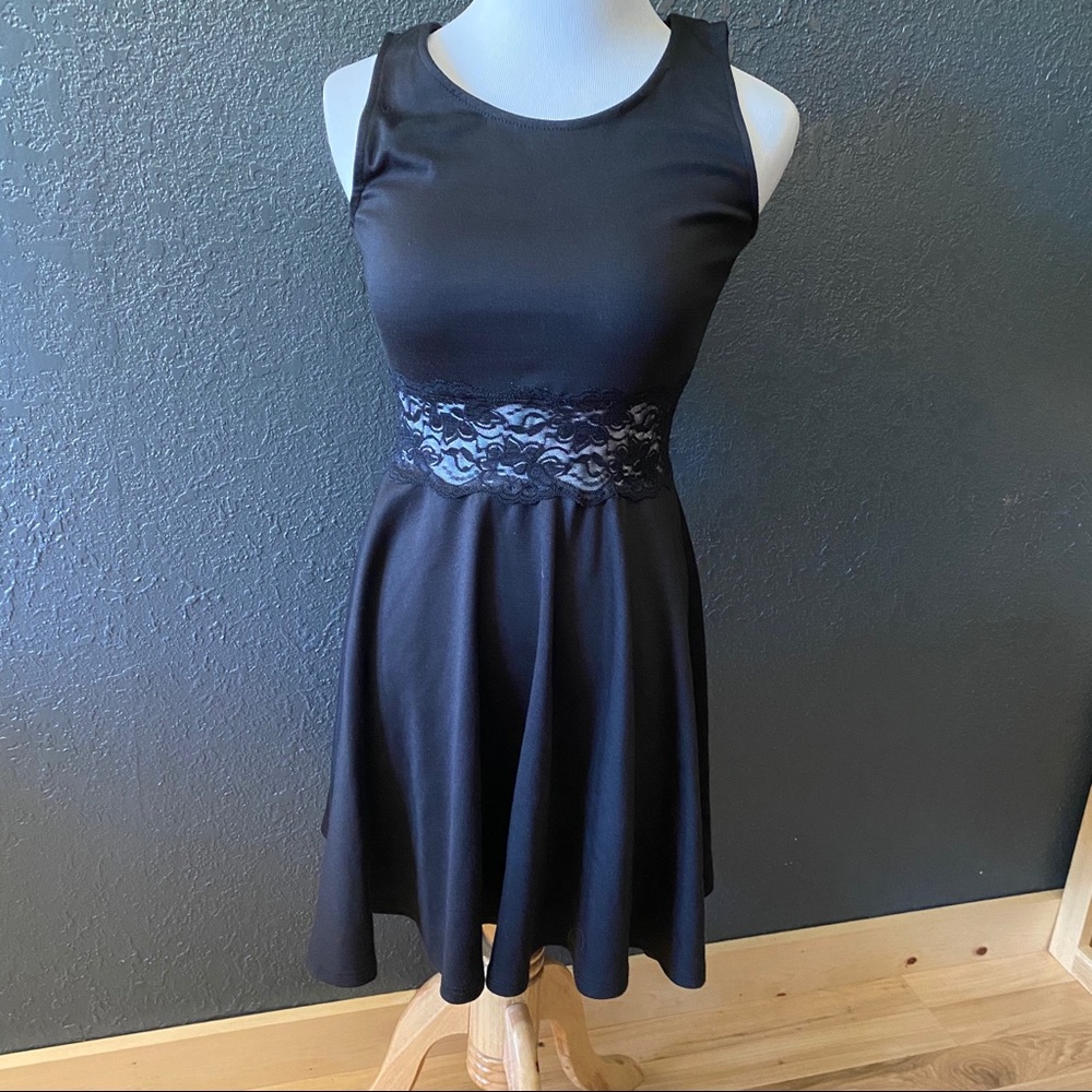 Black Dress with Lace Waste Band